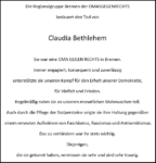 Bremen: Nachruf Claudia Bethlehem