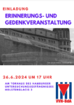 Hamburg: Gedenkveranstaltung Holstenglacis 3, 26.6.2024, 17 Uhr