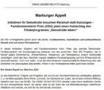 Marburg: Marburger Appell – auch als Vorlage für andere Städte und Gruppen